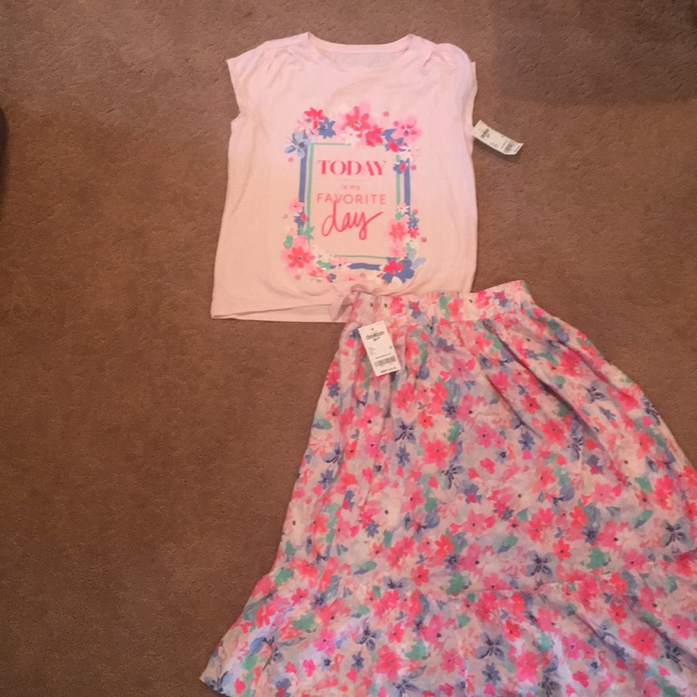 NWT! Girls shirt with matching long skirt. 6-8